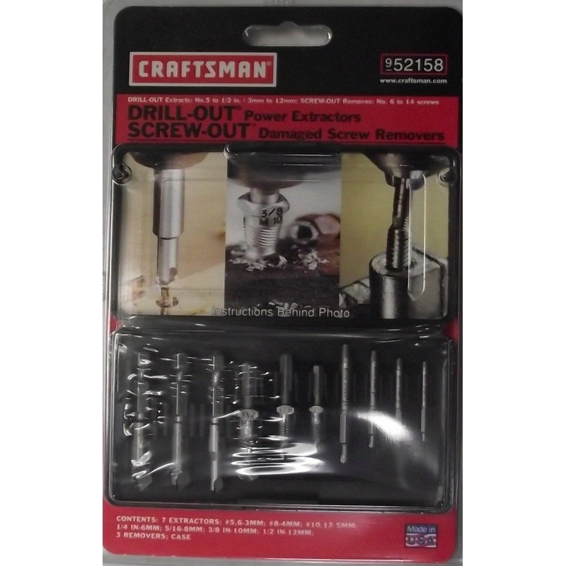 Craftsman 52158 10 pc. Drill Out Micro Drill Out and Screw Out Set USA ...