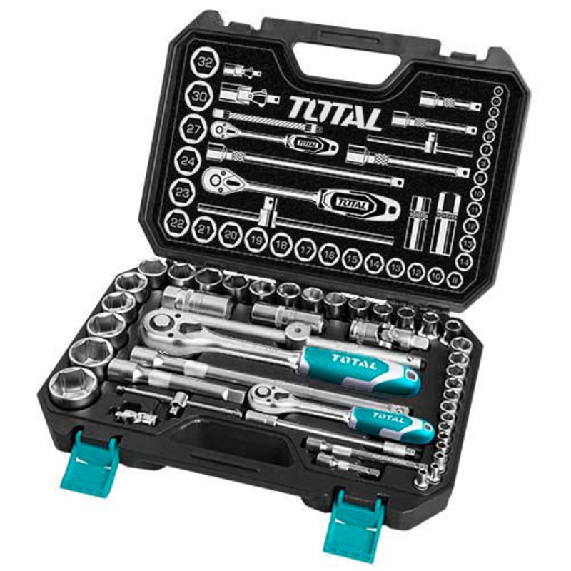 TOTAL | Socket Set 44Pc 1/4"+1/2" in Blow Moulded Box - Adjustable ...